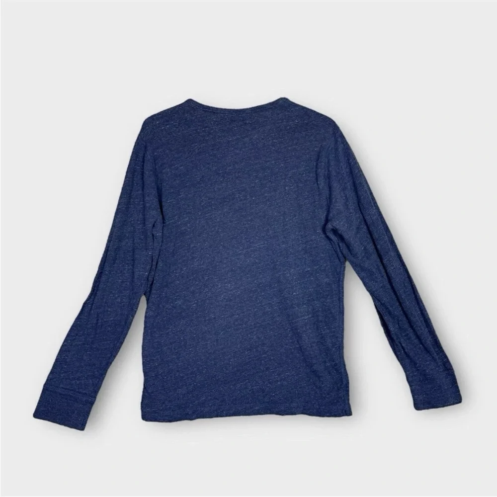 J.CREW Knit Goods Cotton Henley Shirt Long Sleeve Heather Blue Mens Size Large